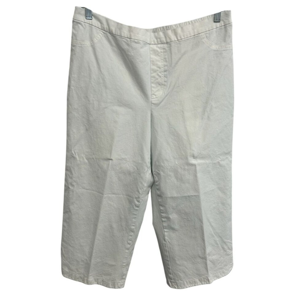 Isaac Mizrahi Live! Womens White Capri Pants Size 18W Cotton Blend Casual Comfor
